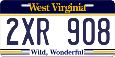 WV license plate 2XR908