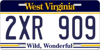 WV license plate 2XR909