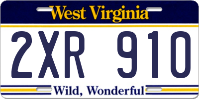 WV license plate 2XR910