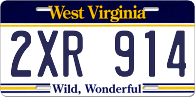 WV license plate 2XR914