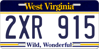 WV license plate 2XR915