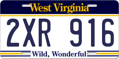 WV license plate 2XR916