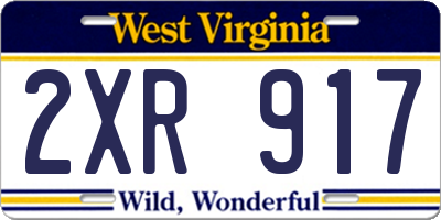 WV license plate 2XR917