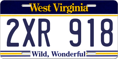 WV license plate 2XR918