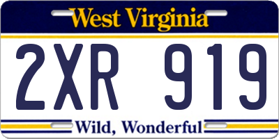 WV license plate 2XR919
