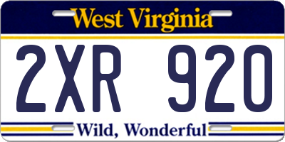 WV license plate 2XR920
