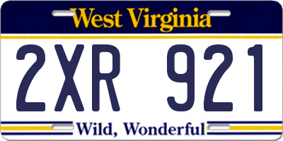 WV license plate 2XR921
