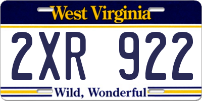 WV license plate 2XR922