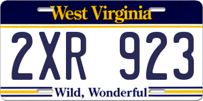 WV license plate 2XR923