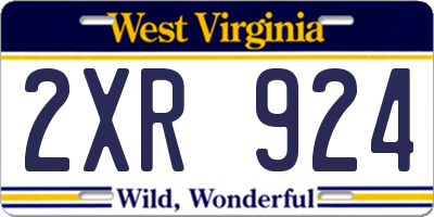 WV license plate 2XR924