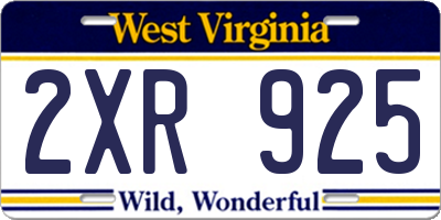 WV license plate 2XR925