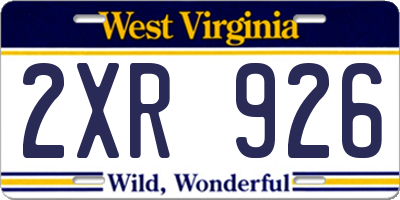 WV license plate 2XR926
