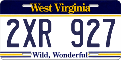 WV license plate 2XR927
