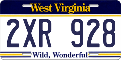 WV license plate 2XR928