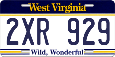 WV license plate 2XR929