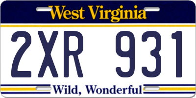 WV license plate 2XR931