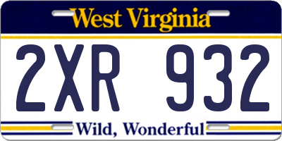WV license plate 2XR932