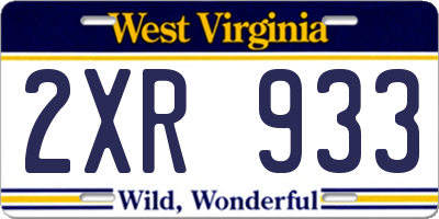 WV license plate 2XR933