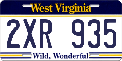 WV license plate 2XR935
