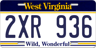 WV license plate 2XR936
