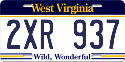 WV license plate 2XR937