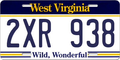WV license plate 2XR938