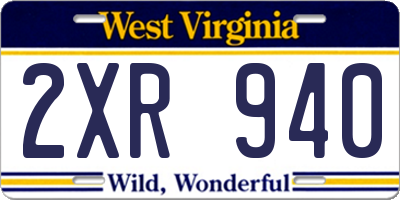 WV license plate 2XR940