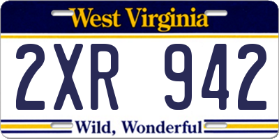 WV license plate 2XR942