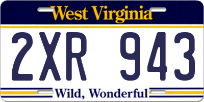 WV license plate 2XR943