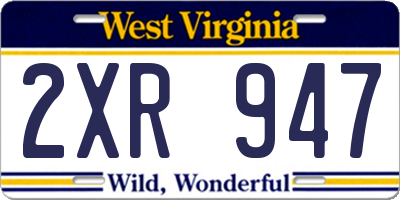 WV license plate 2XR947