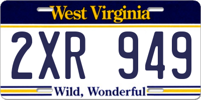 WV license plate 2XR949