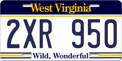 WV license plate 2XR950