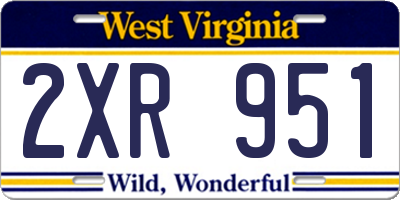 WV license plate 2XR951