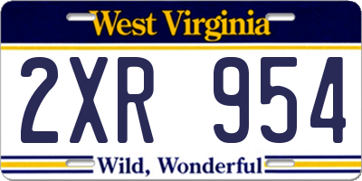 WV license plate 2XR954