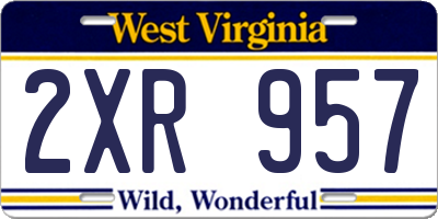 WV license plate 2XR957
