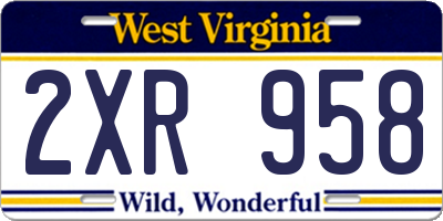 WV license plate 2XR958