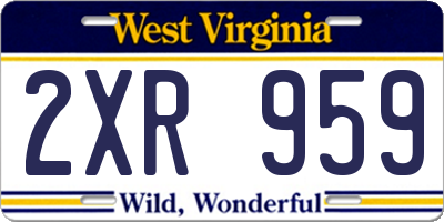 WV license plate 2XR959