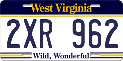 WV license plate 2XR962