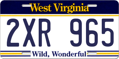 WV license plate 2XR965