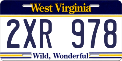 WV license plate 2XR978