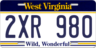 WV license plate 2XR980