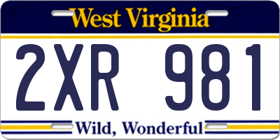 WV license plate 2XR981