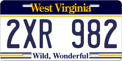 WV license plate 2XR982