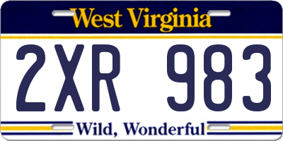 WV license plate 2XR983