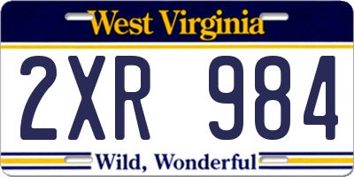 WV license plate 2XR984