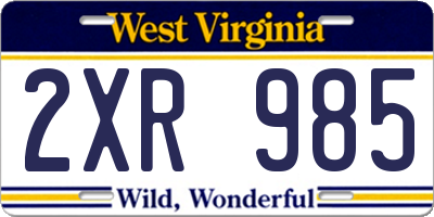 WV license plate 2XR985