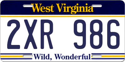 WV license plate 2XR986