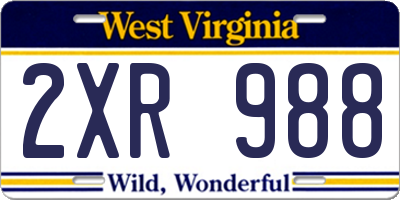 WV license plate 2XR988