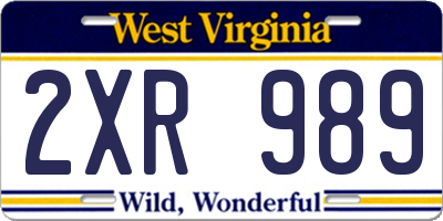 WV license plate 2XR989
