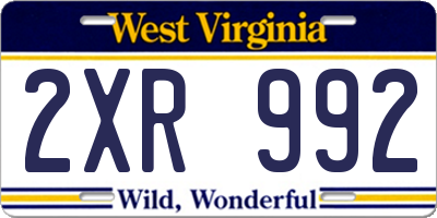 WV license plate 2XR992